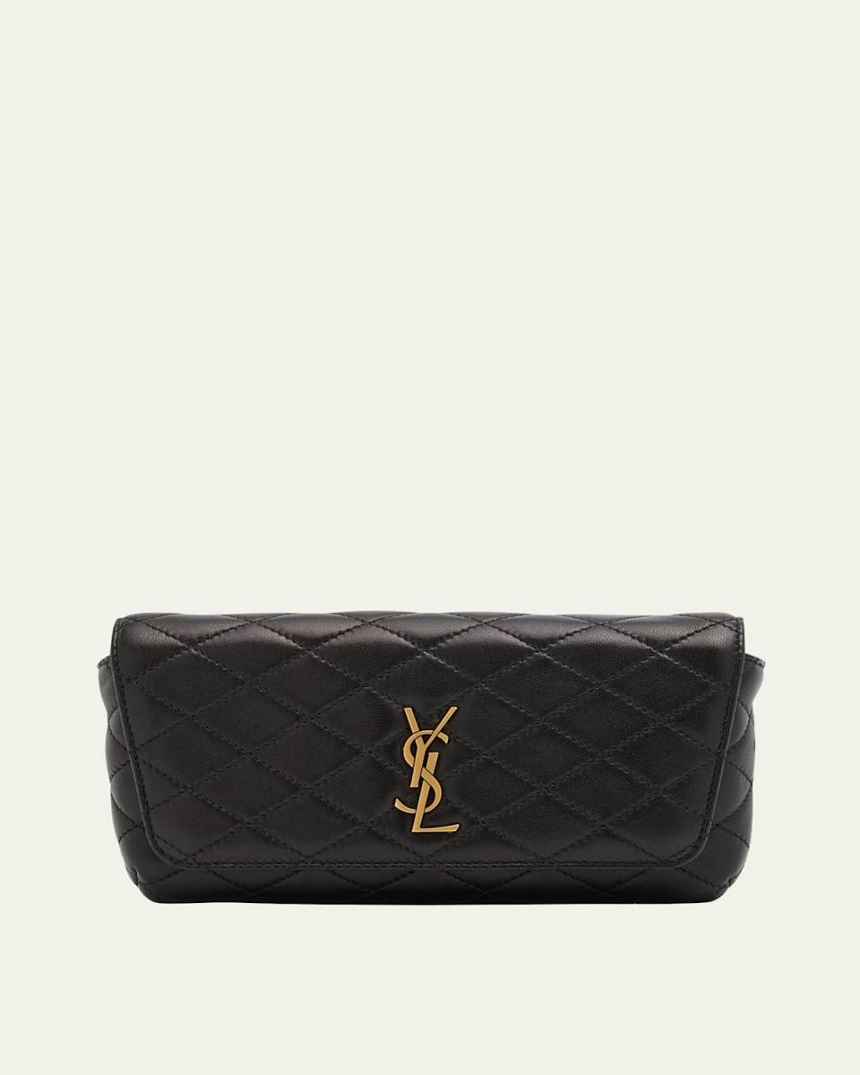 Gaby Phone Holder YSL Crossbody Bag in Quilted Smooth Leather